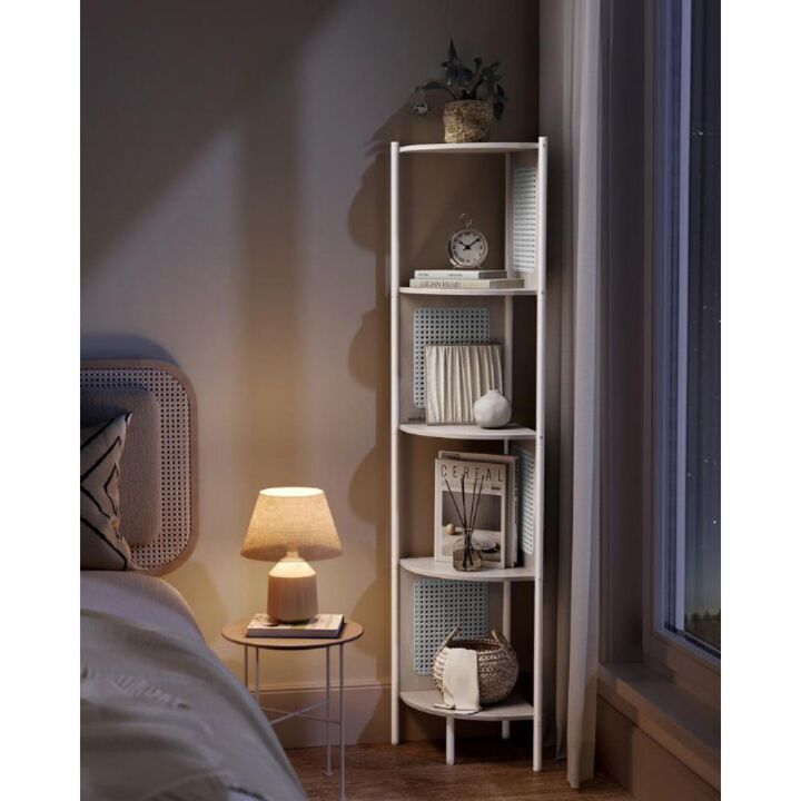 5-Tier Corner Shelf Stand with Polyrattan Sides