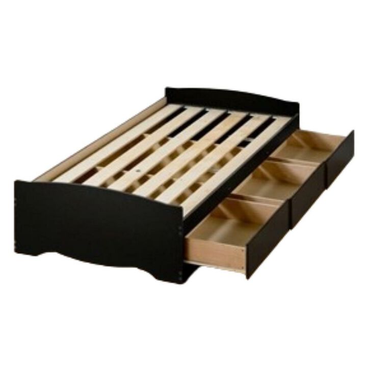 Hivvago Twin XL Platform Bed Frame with 3 Storage Drawers in Black