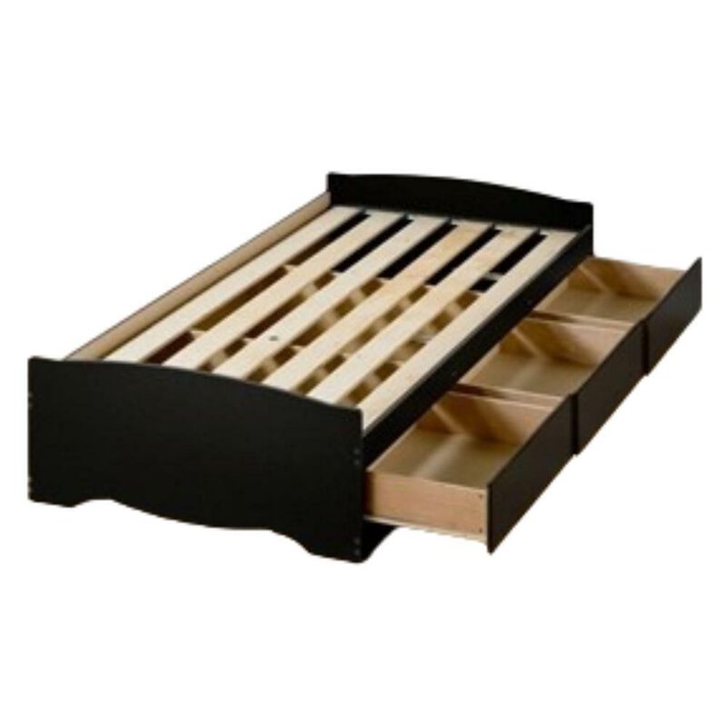 Hivvago Twin XL Platform Bed Frame with 3 Storage Drawers in Black