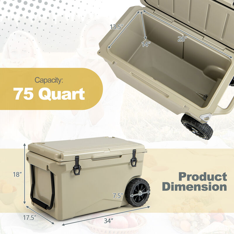 Quart Portable Cooler Rotomolded Ice Chest with Handles and Wheels