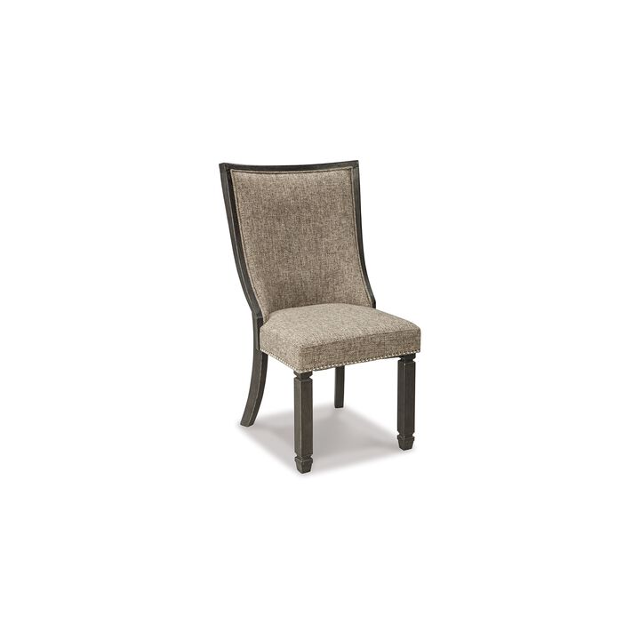 Trekk Dining Side Chair Set of 2, Black, Gray Brown Woven Polyester - Benzara