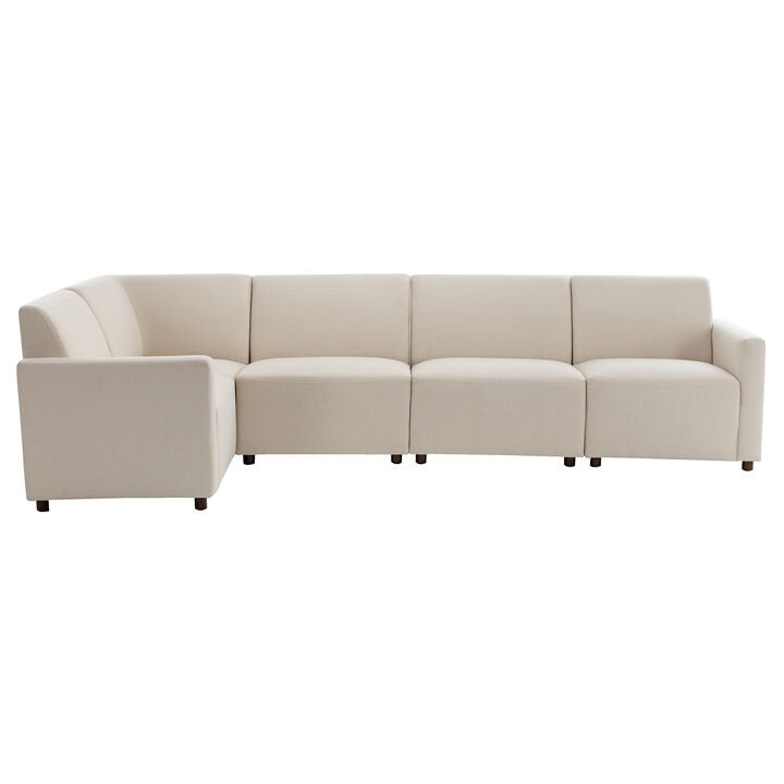 Duvall 5 Piece Modular Sofa - Natural Performance Fabric with Recycled Polyester