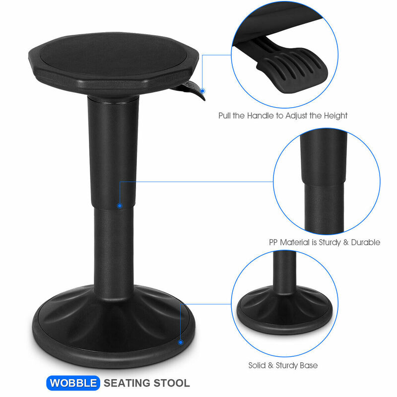 Costway Wobble Chair Height Adjustable Active Learning Stool Sitting Home Office Black
