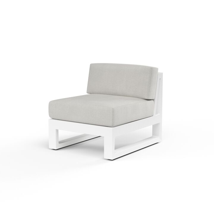Newport Armless Club Chair in Cast Silver, No Welt