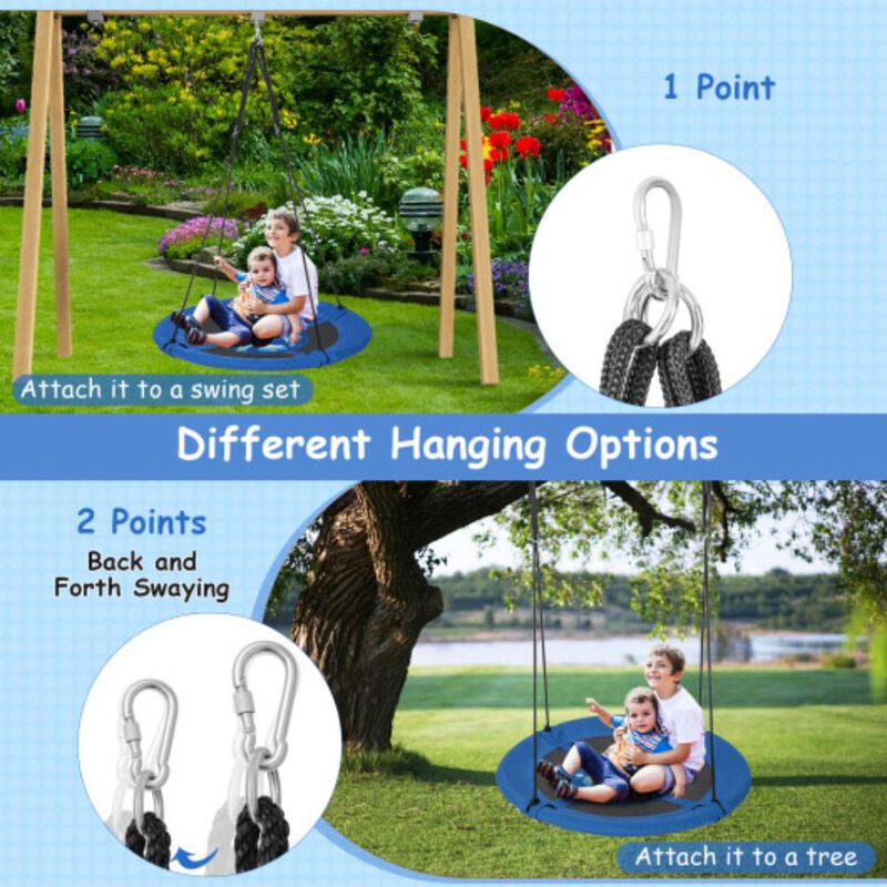 Hivvago 40 Inches Saucer Tree Swing with Adjustable Hanging Ropes and 900D Oxford Fabric