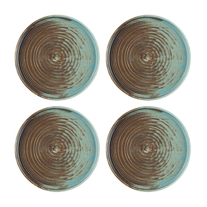 Coral dia.8.25" Round Decorated Porcelain Plate (Set of 4)