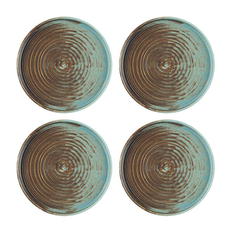 Coral dia.8.25" Round Decorated Porcelain Plate (Set of 4)