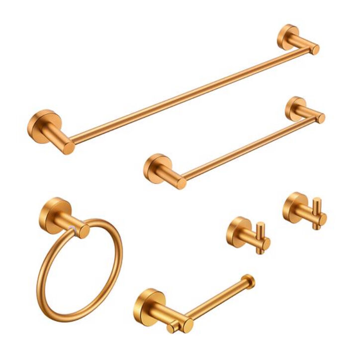 6-Piece Bathroom Hardware Set Thick Space Aluminum Towel Bar Set