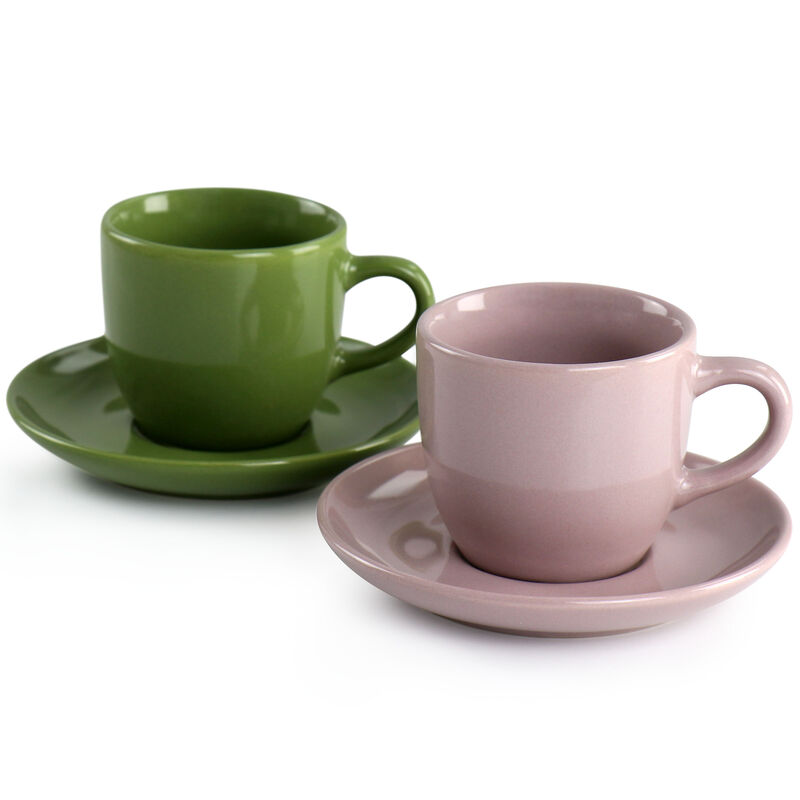 Mr. Coffee 12 Piece 3oz Stoneware Espresso Cup and Saucer Set in Assorted Colors