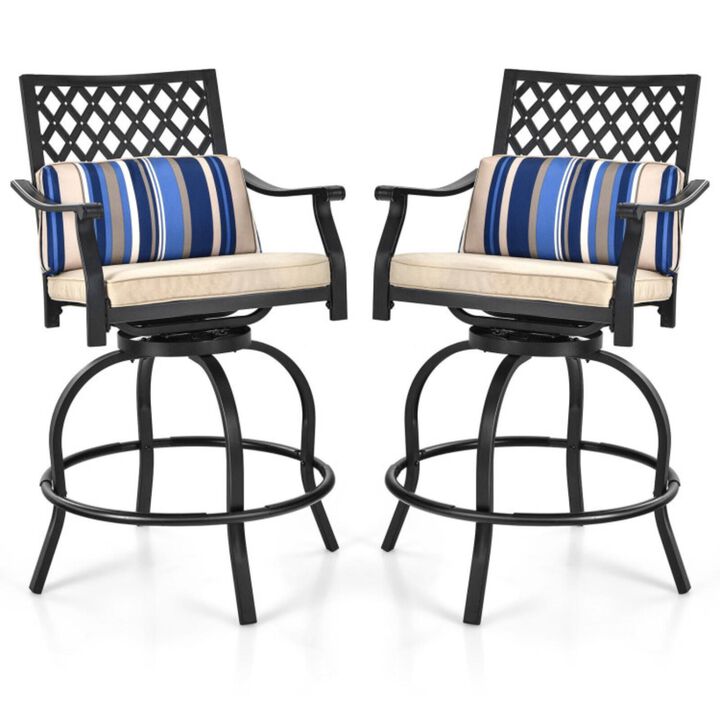 Hivvago Set of 2 Outdoor Bar Height Chair with Soft Cushions