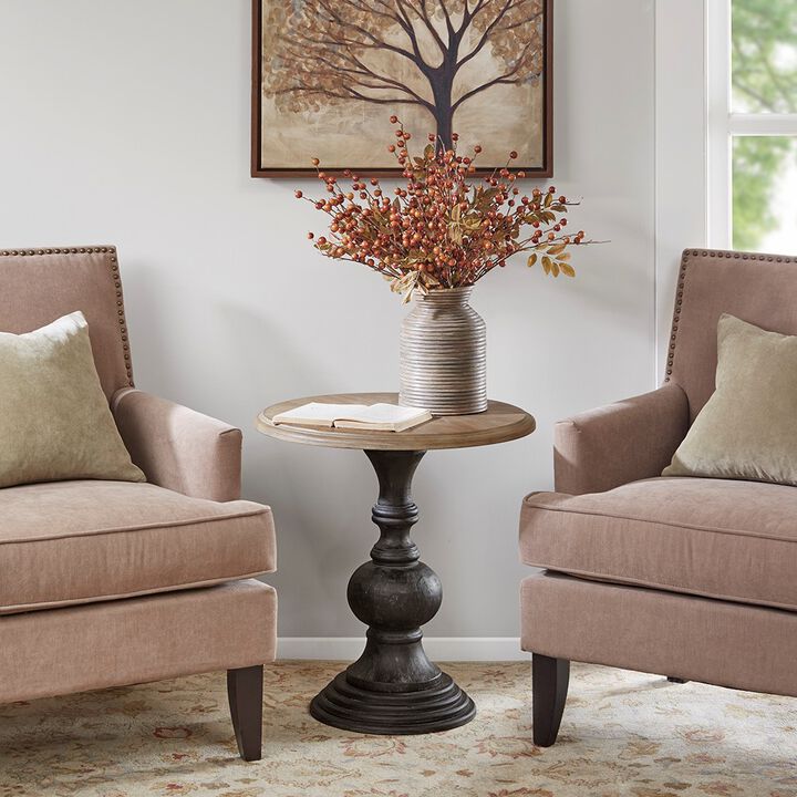 Gracie Mills Devin Chic Round Accent Table with Gold Base