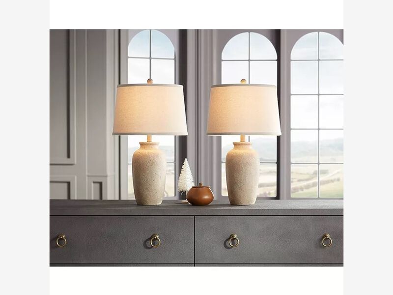 Regency Hill 25 1/2" High Farmhouse Rustic Coastal Country Cottage Table Lamps Set of 2