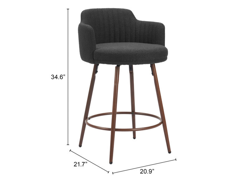 Kono Swivel Counter Stool (Set of 2) Black & Walnut