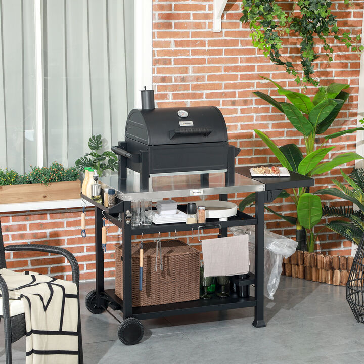 Streamdale Versatile Outdoor Grill Table with Adjustable Stainless Steel Surface