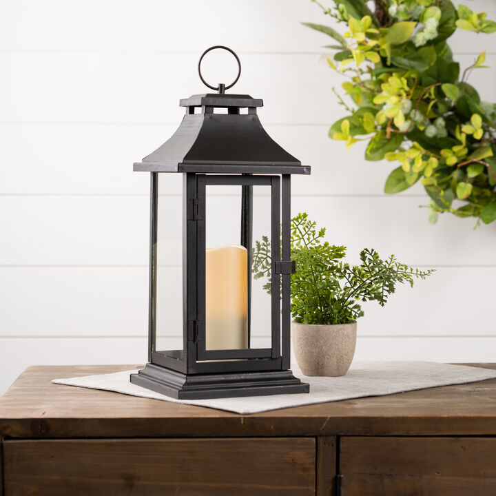Set of 2 Lanterns with 3"x6" LED Candles for Home and Outdoor Decor