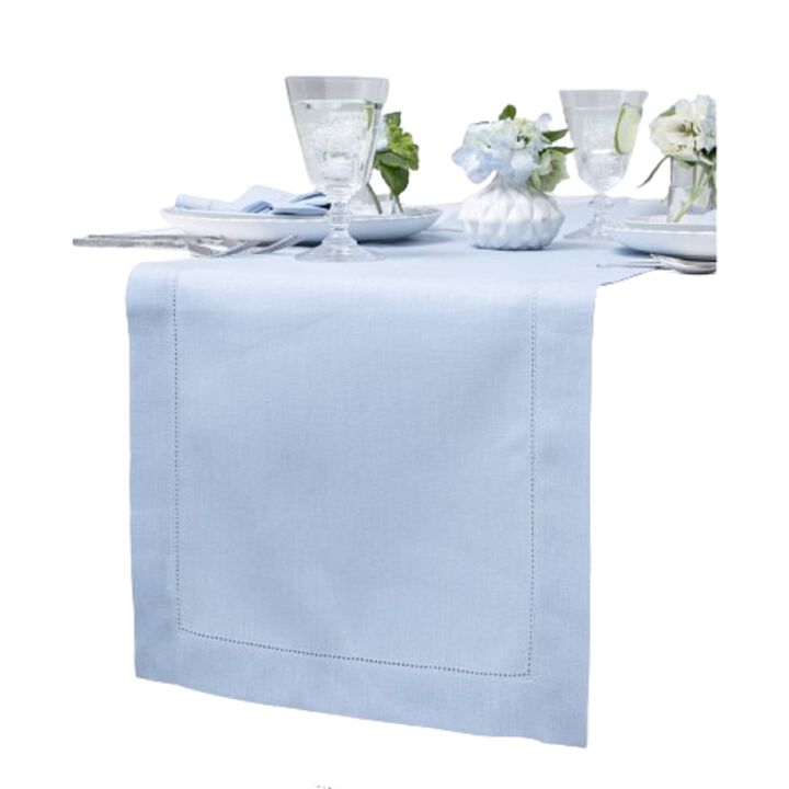 Solino Home 100% Pure Linen Table Runner | Classic Hemstitch for Thanksgiving, Christmas