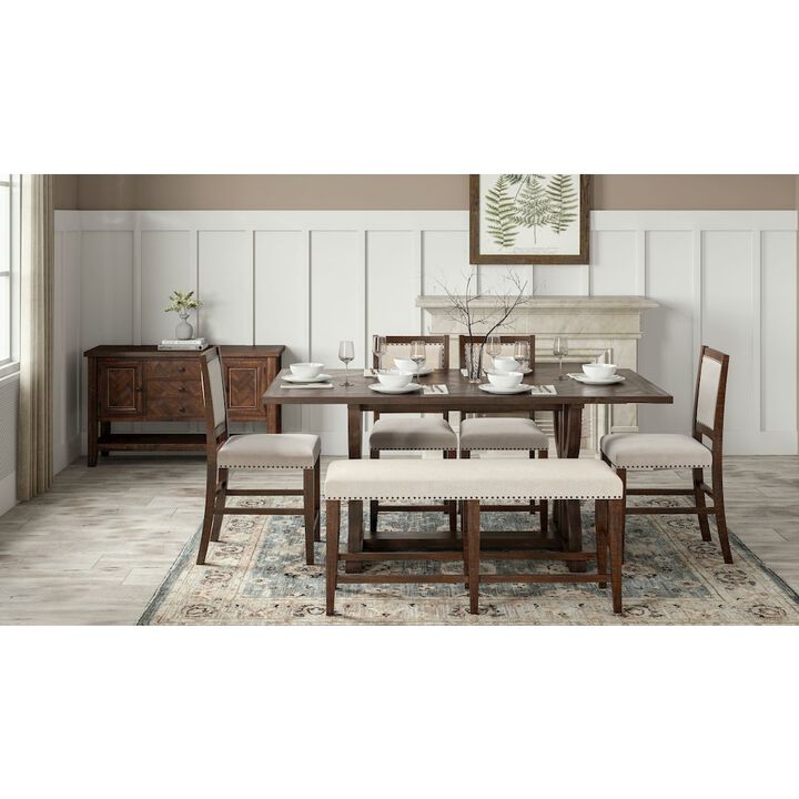 Jofran Herringbone Distressed Acacia Counter Height 78 Dining Table
