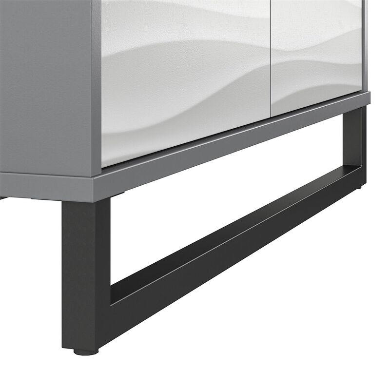 Ameriwood Home Monterey 1 Door / 3 Drawer Accent Cabinet, Faux Wave and Graphite Gray