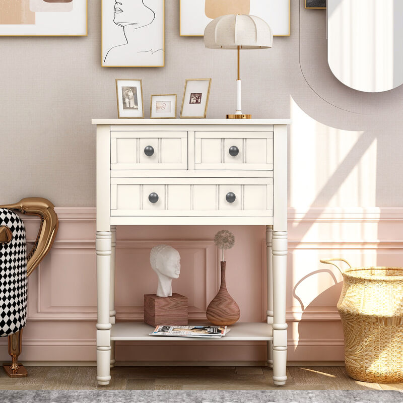 Gewnee Modern Narrow Console Table With Three Storage Drawers, Espresso