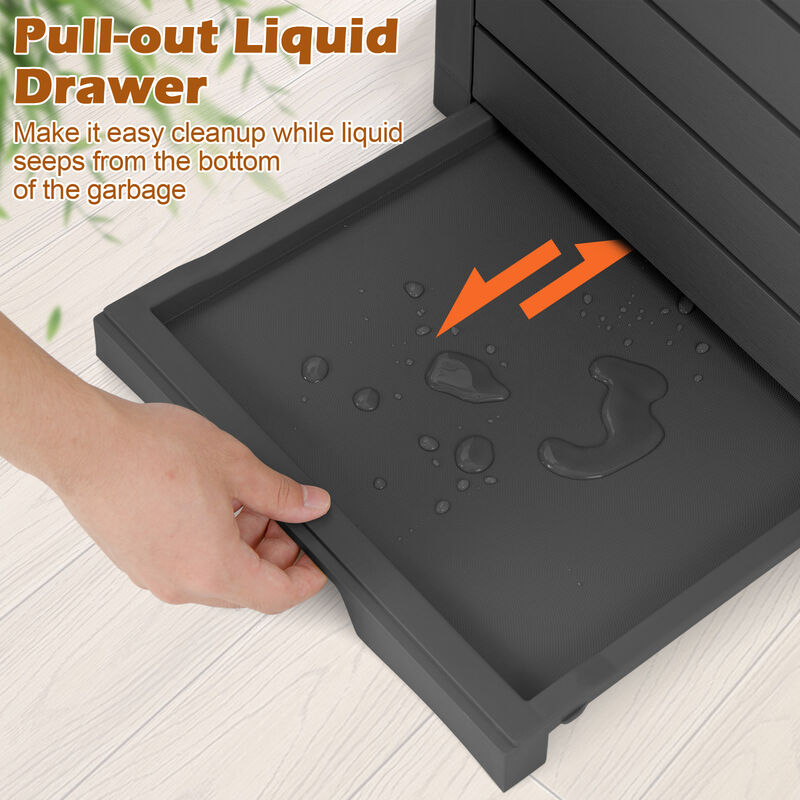 31 Gallon Large Outdoor Trash Can with Lid and Pull-out Liquid Drawer