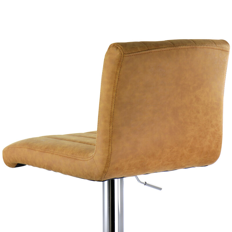 Elama 2 Piece Vintage Faux Leather Adjustable Bar Stool in Camel