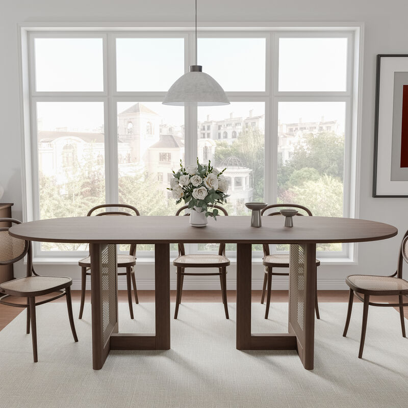79 Cinna Natural Oak Wood Oval Dining Table (Seats 8)