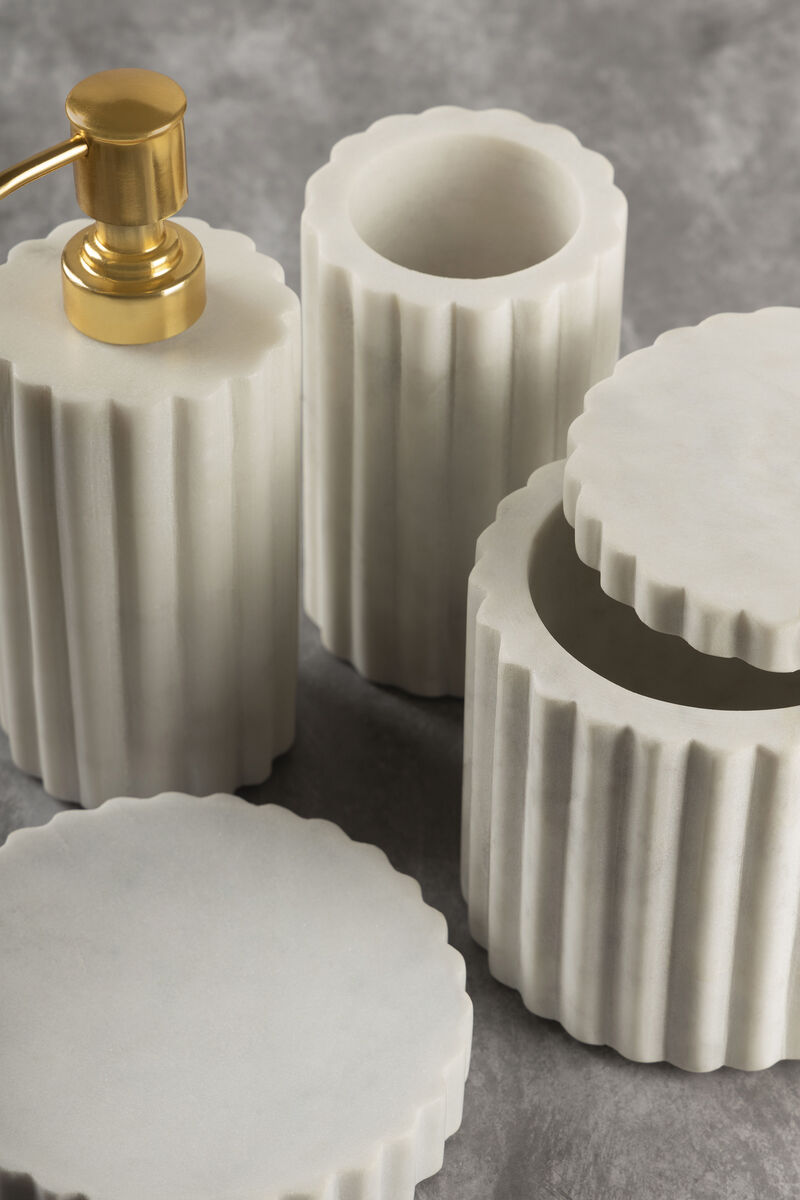 Roksana White Marble Bath Accessories, Set of 4