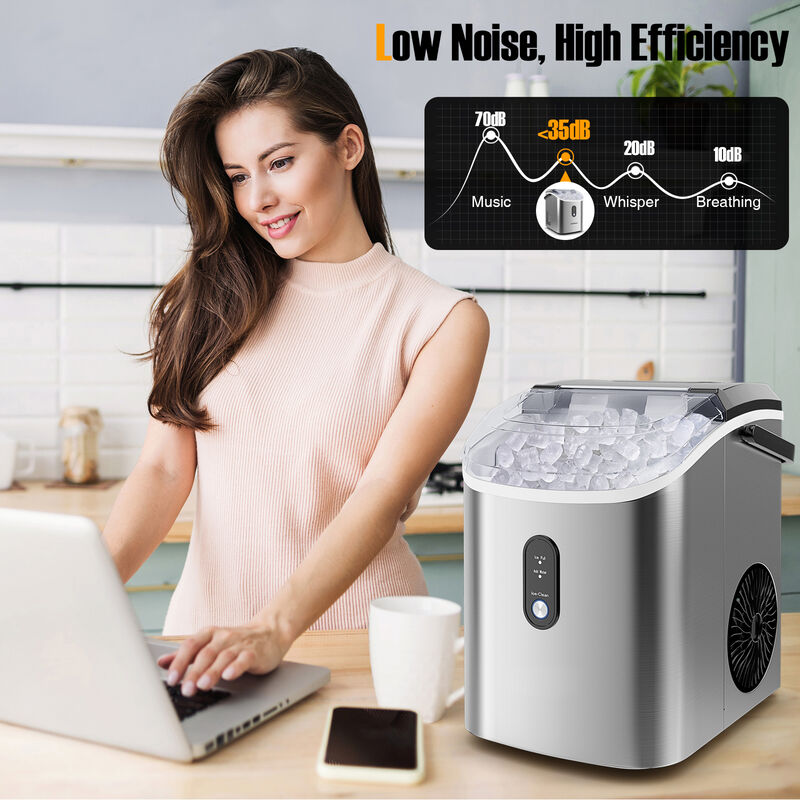 Countertop Nugget Ice Maker with Soft Chewable Pellet Ice for Home or Office Use