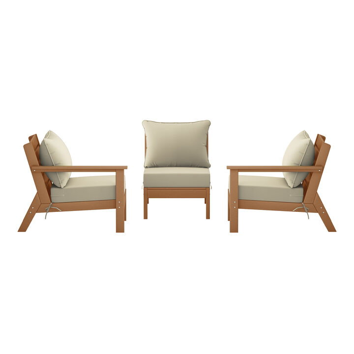 WestinTrends Outdoor Patio HDPE Sectional Sofa with Patio Cushions