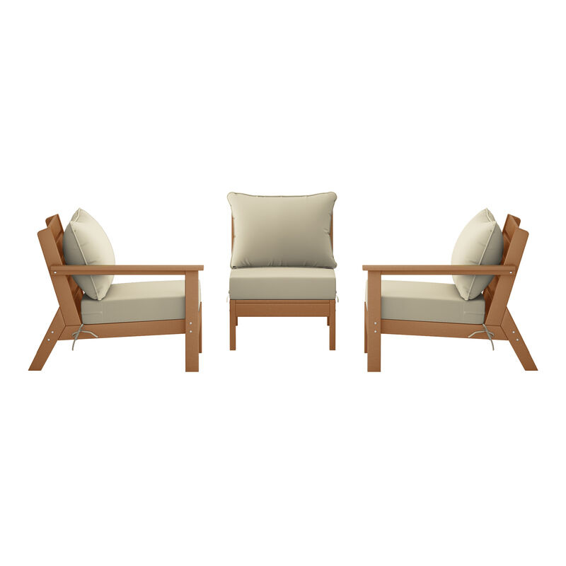 WestinTrends Outdoor Patio HDPE Sectional Sofa with Patio Cushions