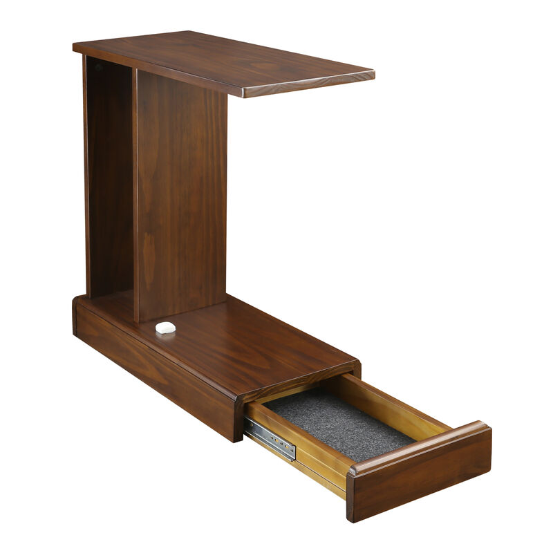 Casual Home Monroe C-Table Drawer, Concealment Furniture, Mocha, 22.75 in x 10 in x 24 in