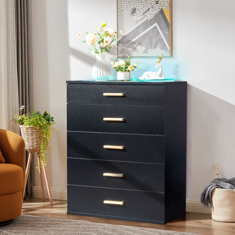 Drawer Cabinet with RGB Lights Modern Storage Cabinet with LED Lighting for Home or Office