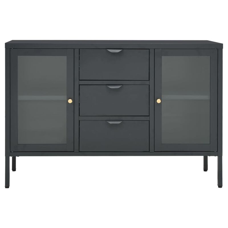 vidaXL Sideboard Anthracite 41.3"x13.8"x27.6" Steel and Tempered Glass