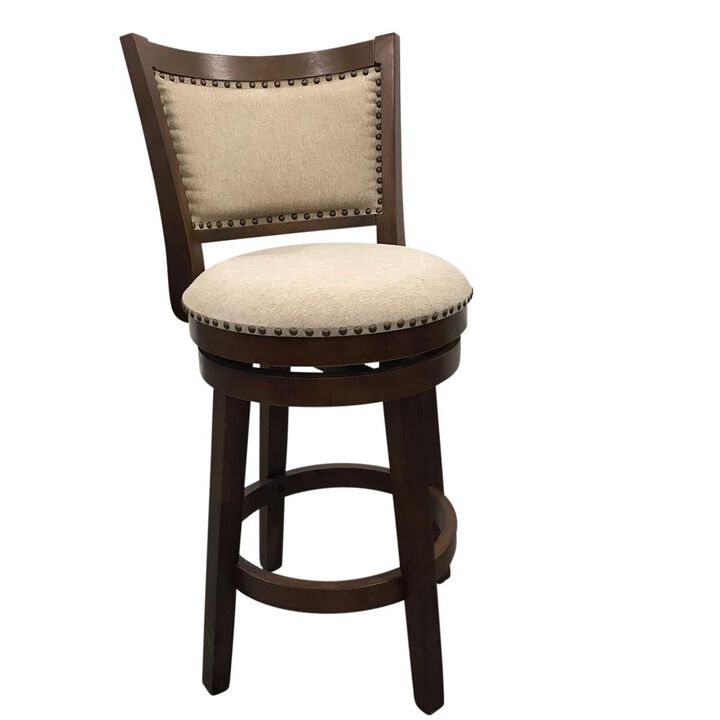 Carolina Living Blaine Swivel Upholstered Barstool - Set of 2 - Walnut - Beige Upholstery