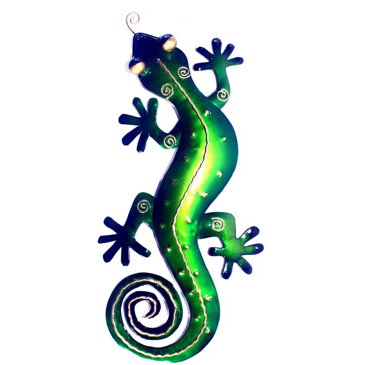 D-ART COLLECTION, INC Iron Green Gecko Wall Dcor Medium