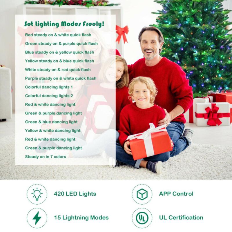 Hivvago Pre-lit Artificial Hinged Christmas Tree with APP Controlled LED Lights