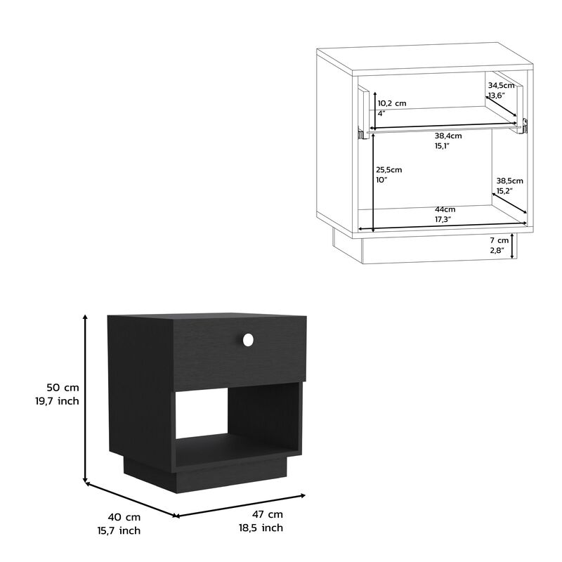 DEPOT E-SHOP Macon Single Drawer Nightstand with Open Storage Shelf
