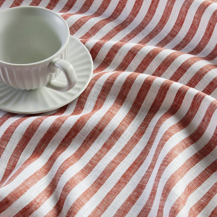 Solino Home 100% Pure Linen Table Throw 52 x 52 Inch | Amalfi Stripe
