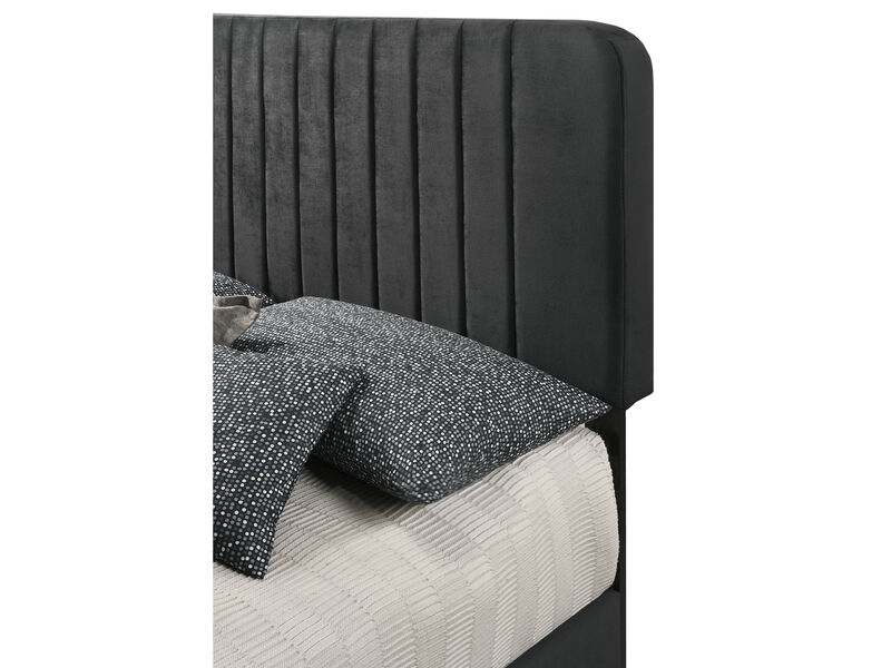 Lodi Velvet Upholstered Channel Tufted Queen Panel Bed