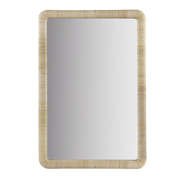 Gracie Mills Janell Serenity Reflected Natural Rattan Rectangle Wall Mirror