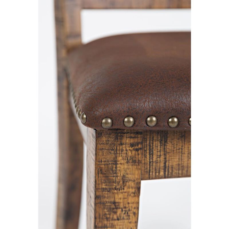 Jofran Distressed Wood Dining Chair with Upholstered Seat (Set of 2)
