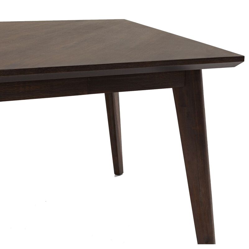 83 Inch Rectangular Mid Century Wooden Dining Table, Brown - Benzara