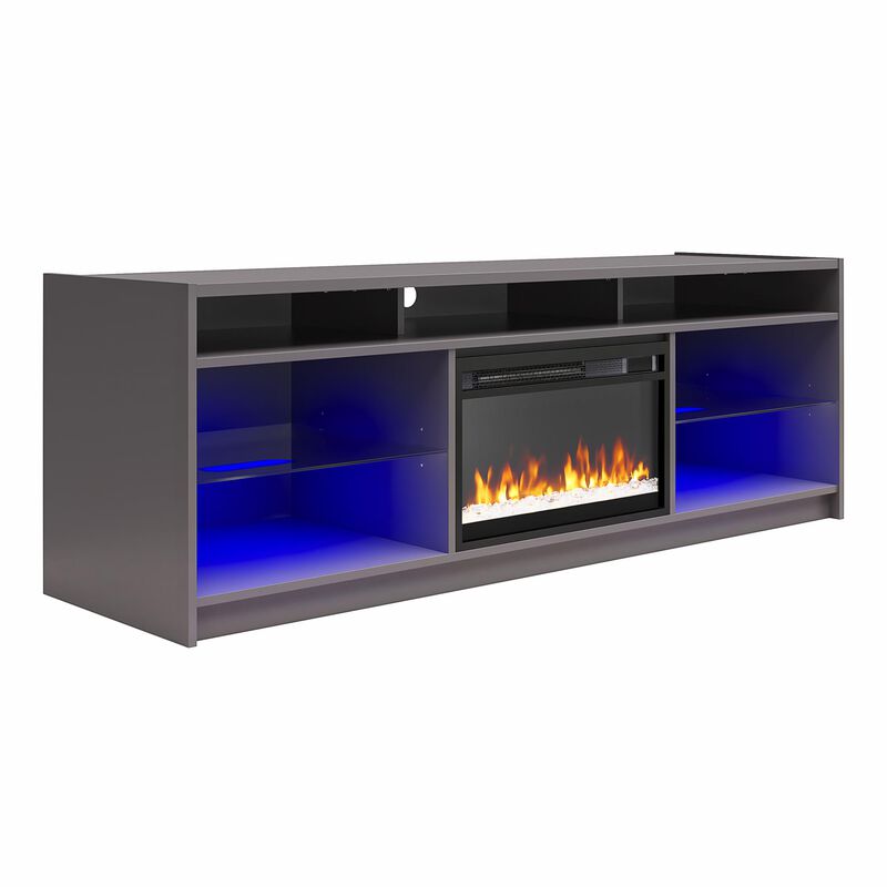 Ameriwood Home Luna Fireplace Space Heater TV Stand for TVs up to 75", Graphite Gray