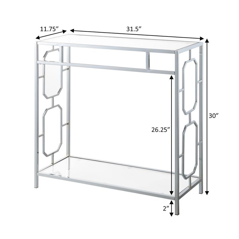 Convenience Concepts Omega Chrome Glass Hall Table with Shelf