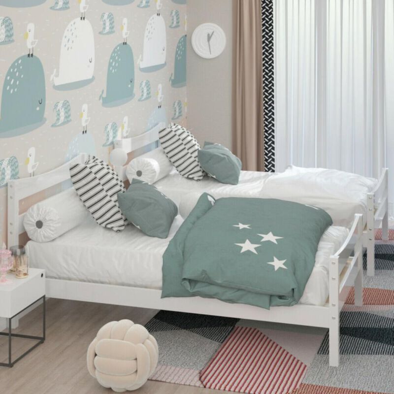Hivvago Rustic Style Platform Bed Frame with Headboard and Footboard