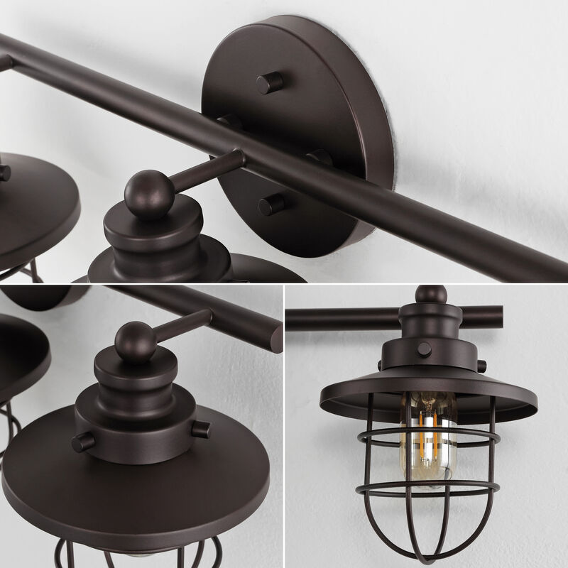 Ellis 24" 3-Light Industrial Farmhouse Vanity Light with Bathroom Hardware Accessory 5-Piece Set