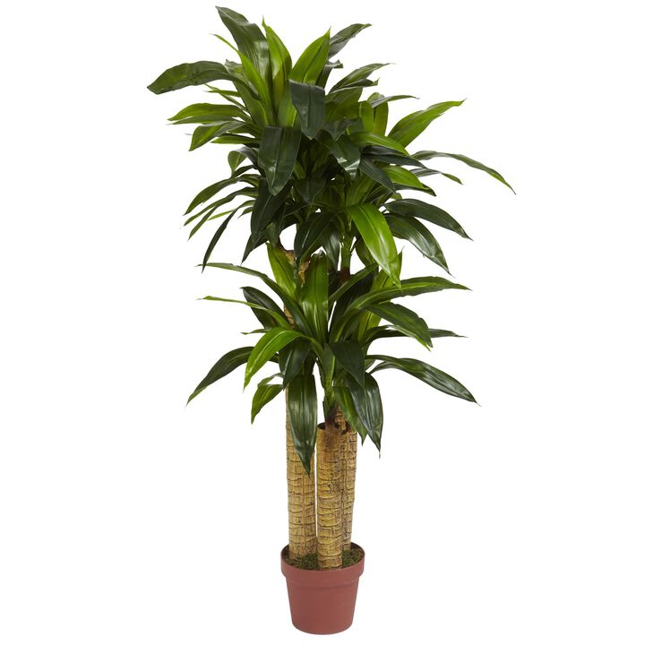 Hivvago 4 Feet Corn Stalk Dracaena Silk Plant (Real Touch)