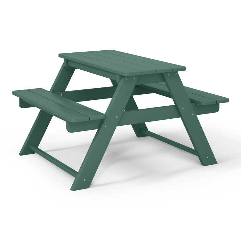 WestinTrends Outdoor Patio Kids HDPE Plastic Picnic Bench Table