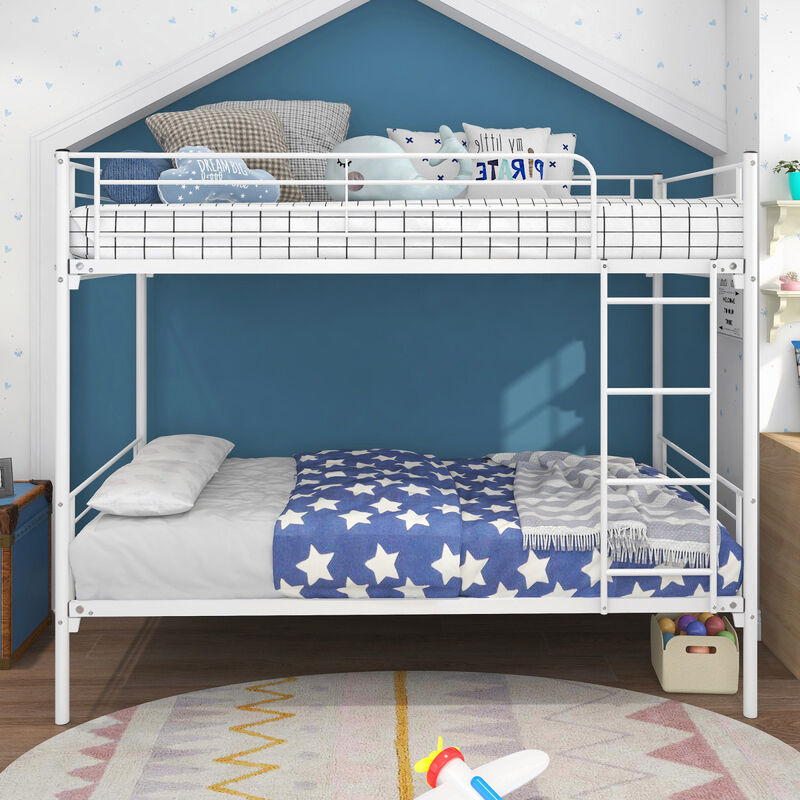 Twin-Over-Twin Bunk Bed With Metal Frame And Ladder, Space-Saving Design