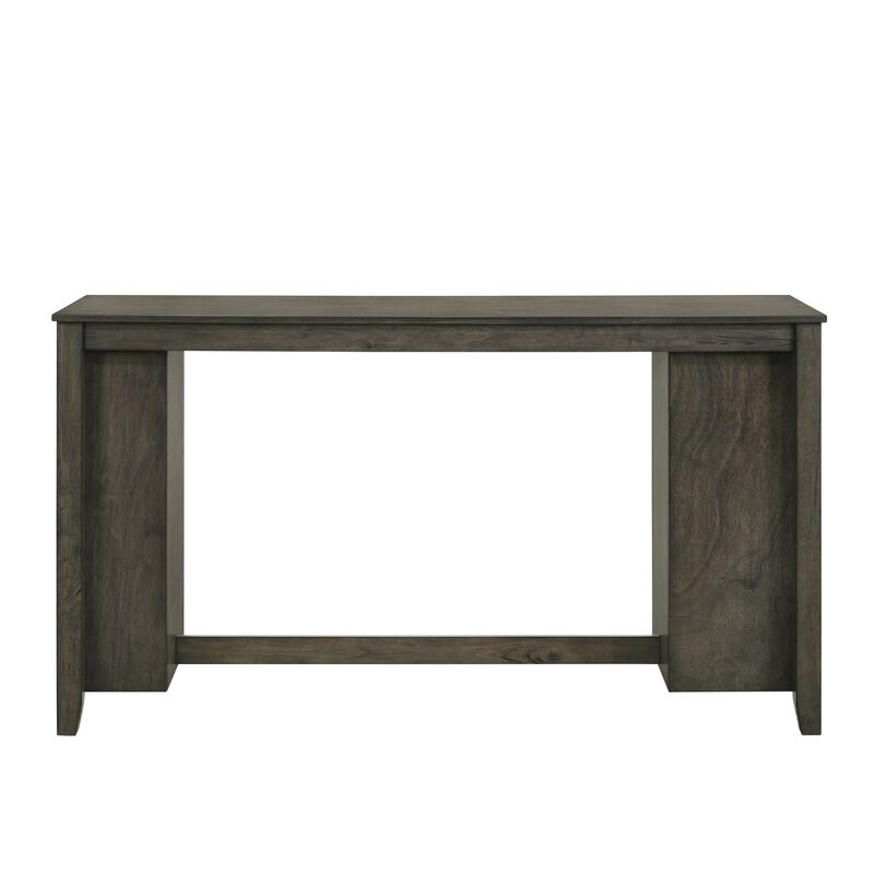 3 Piece Bar Table Set, Stemware Rack and Cubbies, Rustic Brown Wood Frame - Benzara